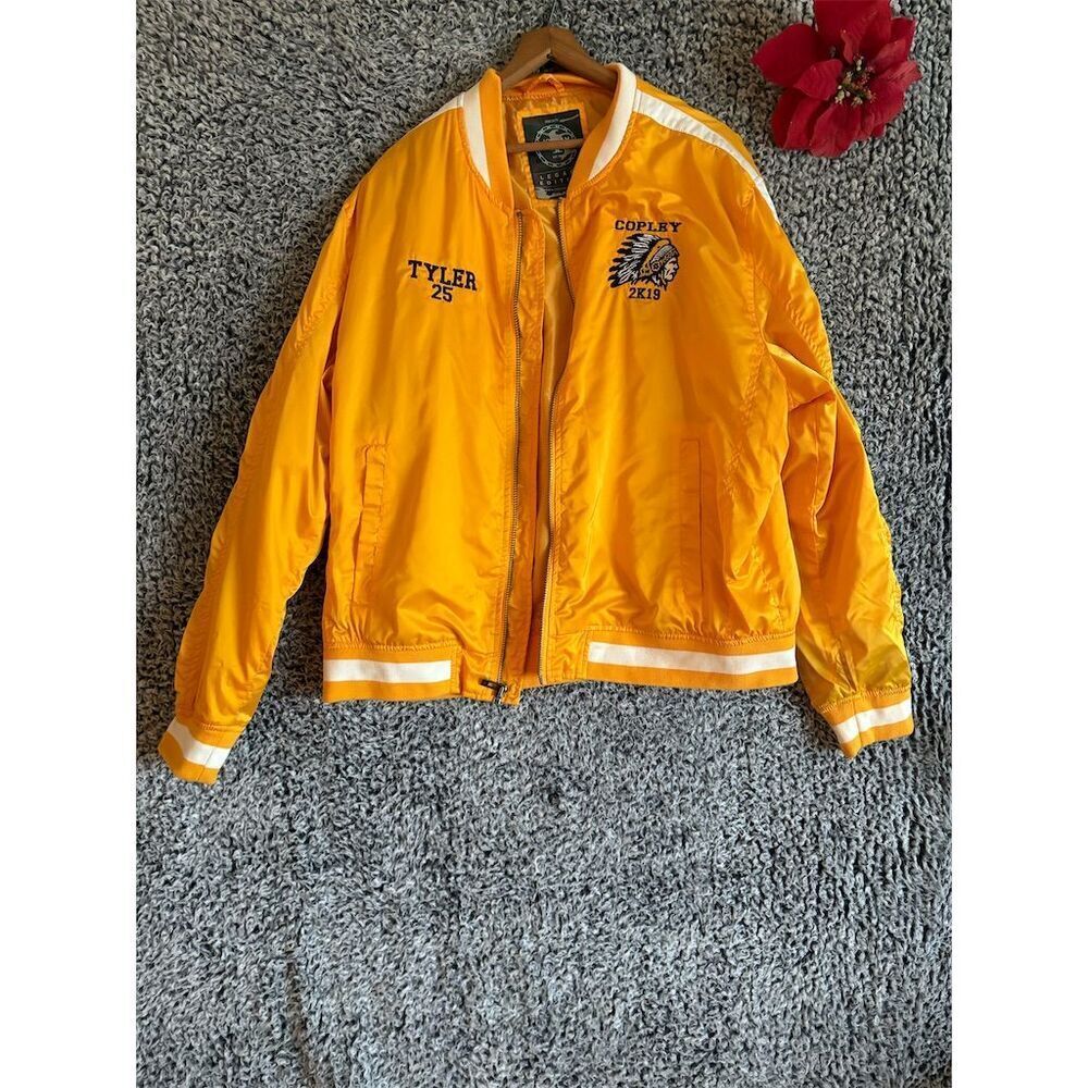 Jordan Craig Men's Yellow Bomber Jacket 2XL Embroidered Casual Fall